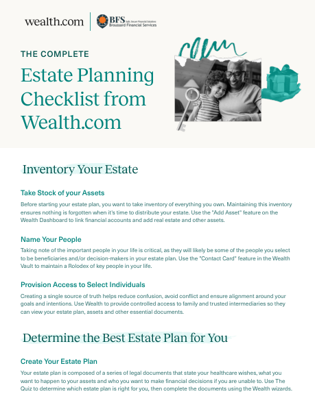 Broussard Financial Services and Wealth.com estate planning checklist cover